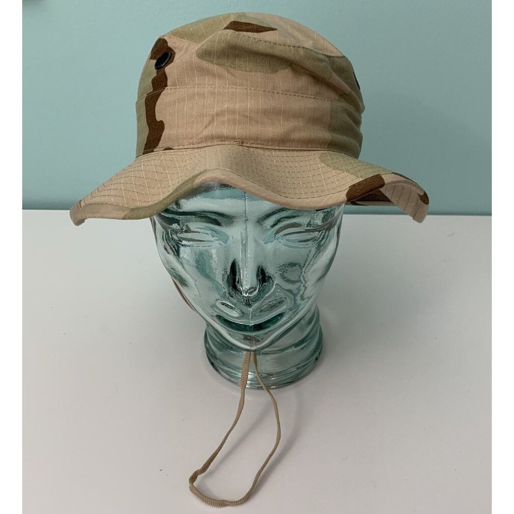 NEW MILITARY DCU DESERT CAMOUFLAGE HAT SUN HOT WEATHER BOONIE SIZE 6 3/4